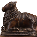 Vintage Brass Nandi Sculpture | 6" x 6.5" x 4.5" | 1.66 kg | Antique Finish | Traditional Hindu Temple Bull Art | Compact Sacred Decor | Jaipurio